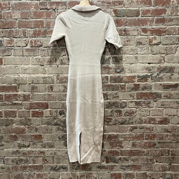 Caroline Constas Ribbed Knit Crochet Collar Midi Dress Size Medium - Picture 6 of 7